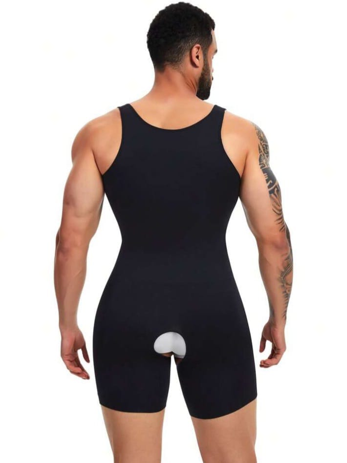 Men's Full Body Compression Shapewear Suit – Slimming Bodysuit with Front Zipper